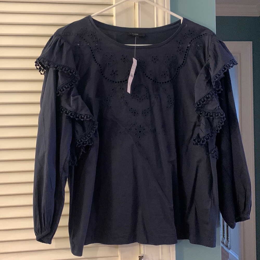JCrew Navy Eyelet Shirt